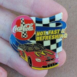 Vtg Coca Cola Bill Elliott McDonald's NASCAR Lapel Pin Hat Pin